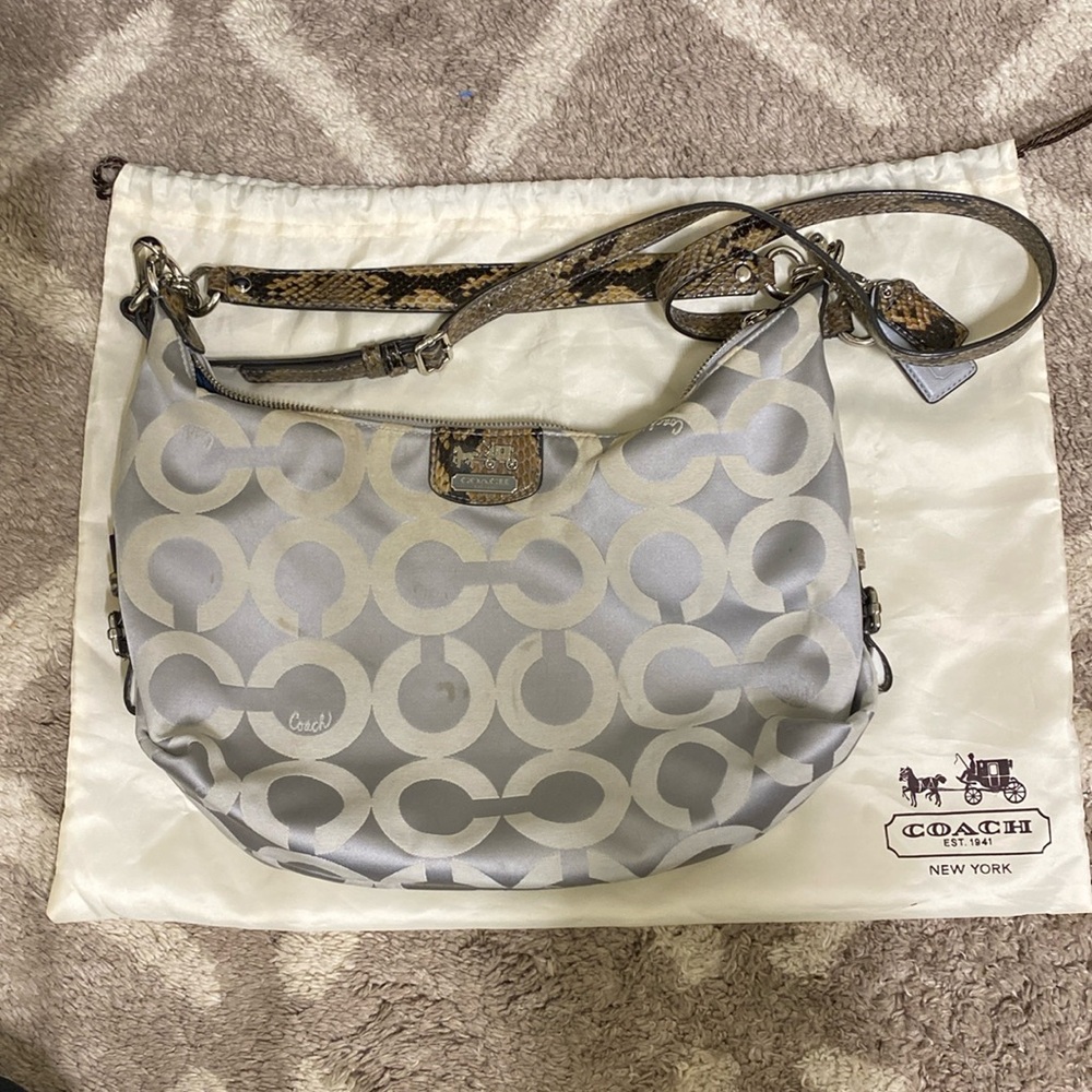 Coach Large CC Logo Ash‎ Leather Canvas